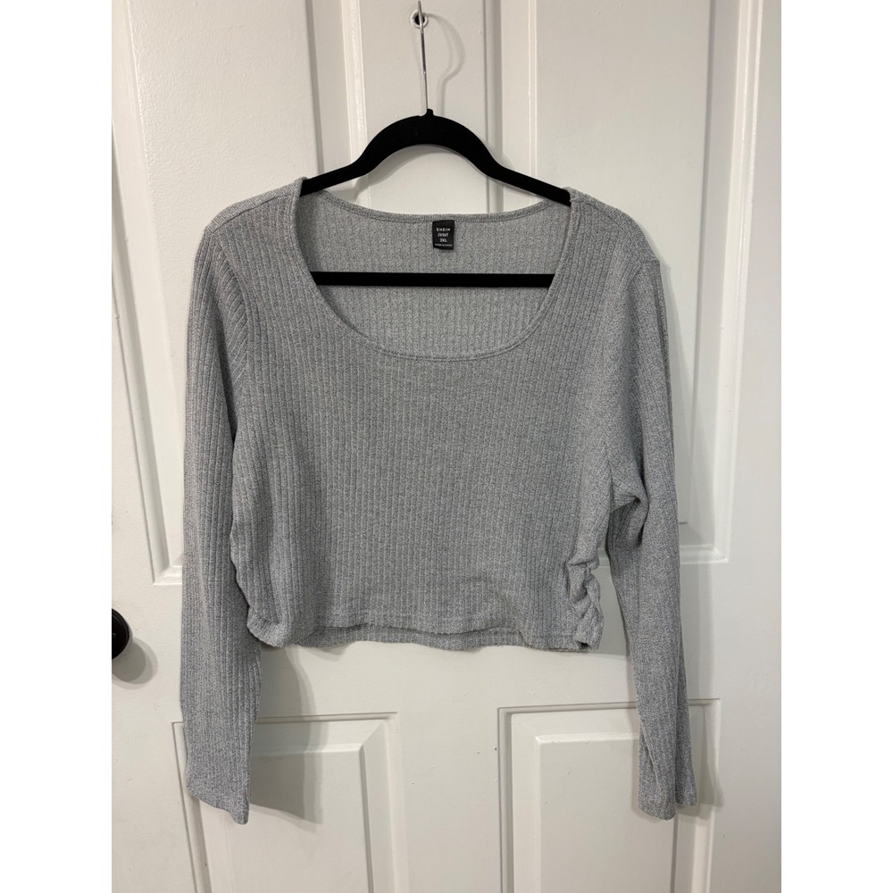 SHEIN Curve | Ribbed Ruched Crop Top | 3XL || Gray|